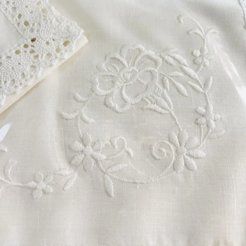 Vintage PURE IRISH LINEN Place Mat Set 4 Place Mats 4 Napkins by BROWNLOW White